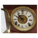 Sessions antique mantel clock walnut case brass trim untested