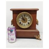 Sessions antique mantel clock walnut case brass trim untested
