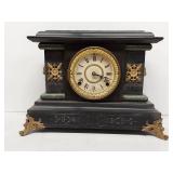 Seth Thomas Adamantine Mantel Clock Black Case Gilt Trim Untested