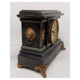 Seth Thomas Adamantine Mantel Clock Black Case Gilt Trim Untested
