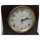 Seth Thomas Wooden Mantel Clock Brass Bezel Arch Top Vintage Case