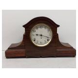 Seth Thomas Tambour Mantel Clock Dark Wood Mechanical Shelf Clock