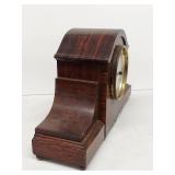 Seth Thomas Tambour Mantel Clock Dark Wood Mechanical Shelf Clock
