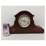 Seth Thomas Tambour Mantel Clock Dark Wood Mechanical Shelf Clock