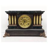 Seth Thomas Adamantine Mantel Clock Faux Marble Columns Untested