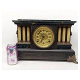 Seth Thomas Adamantine Mantel Clock Faux Marble Columns Untested