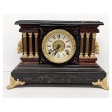 Seth Thomas Antique Mantel Clock Black Adamantine Style Approx 16in