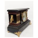 Seth Thomas Antique Mantel Clock Black Adamantine Style Approx 16in