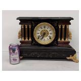 Seth Thomas Antique Mantel Clock Black Adamantine Style Approx 16in