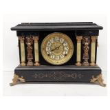 Seth Thomas Antique Mantel Clock Black Adamantine Ornate Case