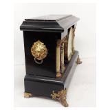Seth Thomas Antique Mantel Clock Black Adamantine Ornate Case