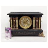 Seth Thomas Antique Mantel Clock Black Adamantine Ornate Case