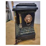 Ornate Black Marble-Style Mantel Clock With Key