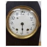 Vintage Wood Mantel Clock With Brass Dial