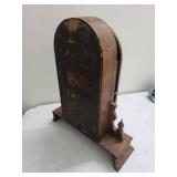 Vintage Wooden Mantel Clock With Brass Movement & Pendulum