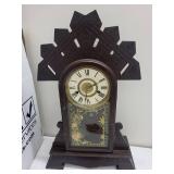 Vintage Ornate Wooden Wall Clock With Pendulum & Weights