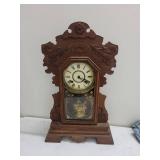 Ornate Wooden Wall Clock With Glass Door
