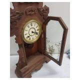 Ornate Wooden Wall Clock With Glass Door