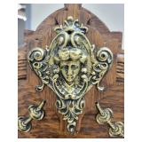Ornate Wooden Shelf Clock With Glass Door & Pendulum