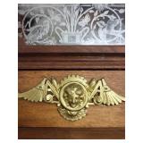 Ornate Wood Mantel Clock With Pendulum & Figural Accents