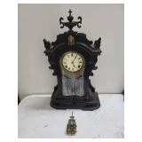 Ornate Wooden Wall Clock With Pendulum
