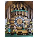 Wooden Cuckoo Clock With Dancers & Musicians