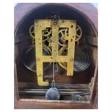 Sessions Tambour Mantel Clock Wood Case Brass Dial Striking