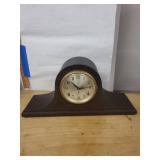 Seth Thomas Tambour Mantel Clock Wind Up Chime Wood Case Vintage