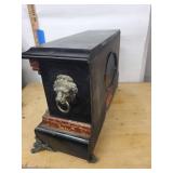 E. Ingraham Antique Mantel Clock Black Faux Marble Column Case