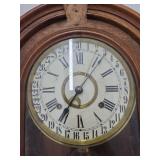 Antique Walnut Gingerbread Wall Clock w Pendulum Calendar Dial