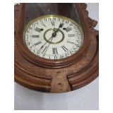 Antique Walnut Gingerbread Wall Clock w Pendulum Calendar Dial