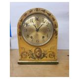Gilbert Mantel Alarm Clock Painted Wood Case Cameo Floral Decor