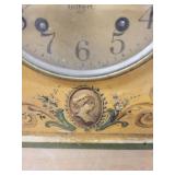 Gilbert Mantel Alarm Clock Painted Wood Case Cameo Floral Decor