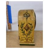 Gilbert Mantel Alarm Clock Painted Wood Case Cameo Floral Decor