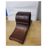 New Haven Tambour Mantel Clock Wood Case Brass Bezel Fair Cond
