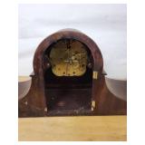 New Haven Tambour Mantel Clock Wood Case Brass Bezel Fair Cond