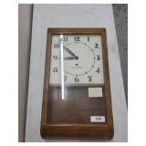 Seth Thomas Oak Wall Clock Art Deco Dial Glass Door Vintage