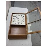 Seth Thomas Oak Wall Clock Art Deco Dial Glass Door Vintage