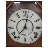 Antique Wooden Mantel Shelf Clock Roman Dial Pendulum 18in Tall
