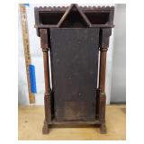 Antique Victorian Walnut Gingerbread Shelf Clock w Pendulum Barometer
