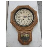 Antique Oak Regulator Wall Clock Calendar Dial Octagon Parts Repair