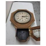Antique Oak Regulator Wall Clock Calendar Dial Octagon Parts Repair