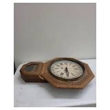 Antique Oak Regulator Wall Clock Calendar Dial Octagon Parts Repair