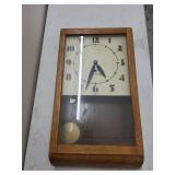 Seth Thomas Art Deco Wall Clock Oak Case Pendulum Made in USA