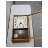 Seth Thomas Art Deco Wall Clock Oak Case Pendulum Made in USA