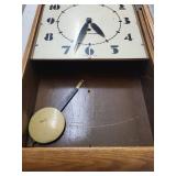 Seth Thomas Art Deco Wall Clock Oak Case Pendulum Made in USA