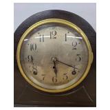 Seth Thomas Tambour Mantel Clock Dark Wood Case Mechanical Chime