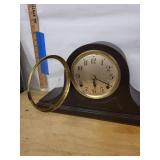 Seth Thomas Tambour Mantel Clock Dark Wood Case Mechanical Chime
