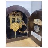 Seth Thomas Tambour Mantel Clock Dark Wood Case Mechanical Chime