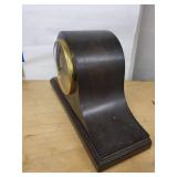 Seth Thomas Tambour Mantel Clock Dark Wood Case Mechanical Chime